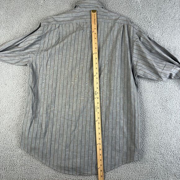 Vintage Gitman Bros Shirt Men Large Gray Brown Gold Striped Button Up Pocket USA - Picture 11 of 13